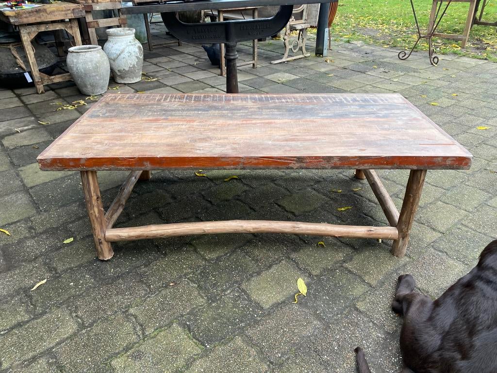 Robuuste truckwood salontafel, Huis en Inrichting, Tafels | Salontafels, Ophalen, Gebruikt, 100 tot 150 cm, Teakhout
