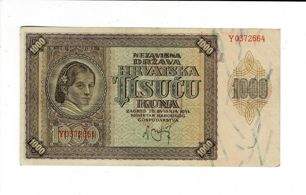 Kroatië, 1.000 kuna 1941, Verzenden, Overige landen