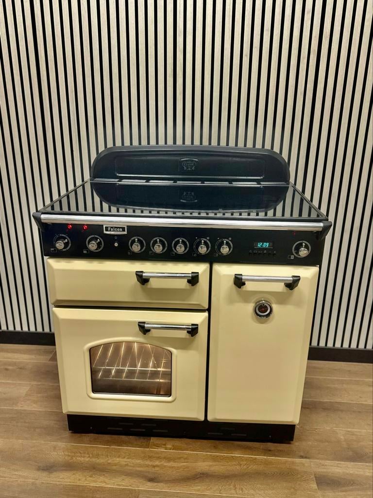 Luxe Falcon Classic keramische fornuis met 3 ovens 90 cm, Witgoed en Apparatuur, 60 cm of meer, Keramisch, Grill, Ophalen of Verzenden
