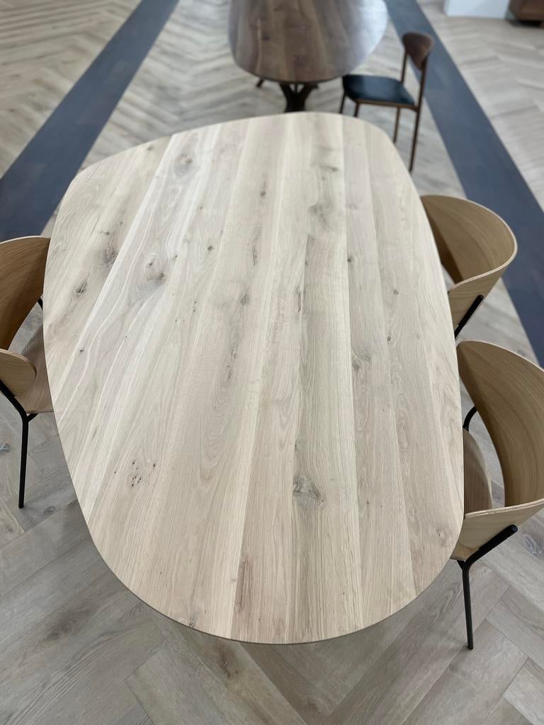 Eiken eettafel  – organische / kiezelvormige tafel 250x130cm, Ophalen, Eikenhout, 200 cm of meer, 50 tot 100 cm