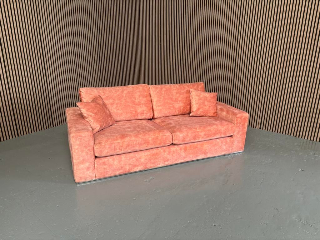 GRATIS LEVERING Velvet 3zits bank roze 225x95 NIEUW, 75 tot 100 cm, Ophalen of Verzenden, Rechte bank, Overige materialen