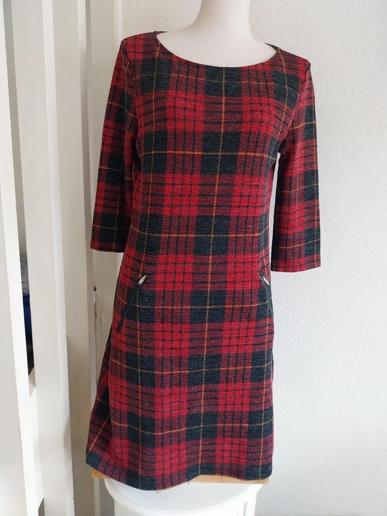 Rood geblokte Tartan Jurk - Maat M, Kleding | Dames, Maat 38/40 (M), Vegas, Ophalen of Verzenden, Zo goed als nieuw