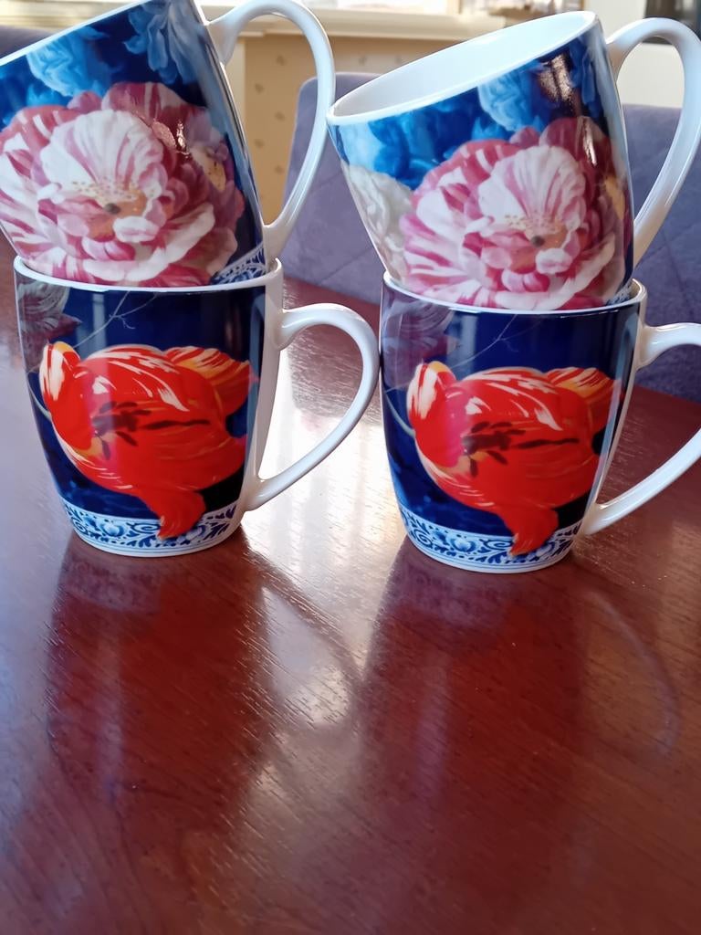 Heinen Delfts Blauw Koffiemokken - Nieuw, Ophalen of Verzenden, Nieuw