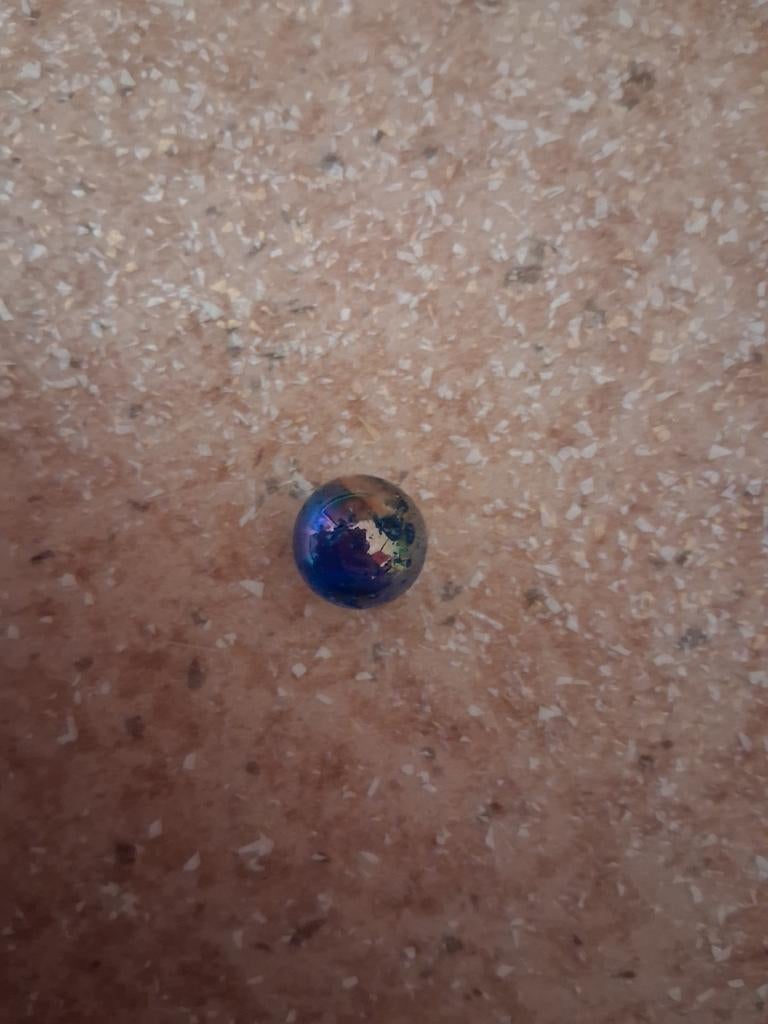 Vintage Knikker - Blauw met Aarde Design, Ophalen of Verzenden, Gebruikt