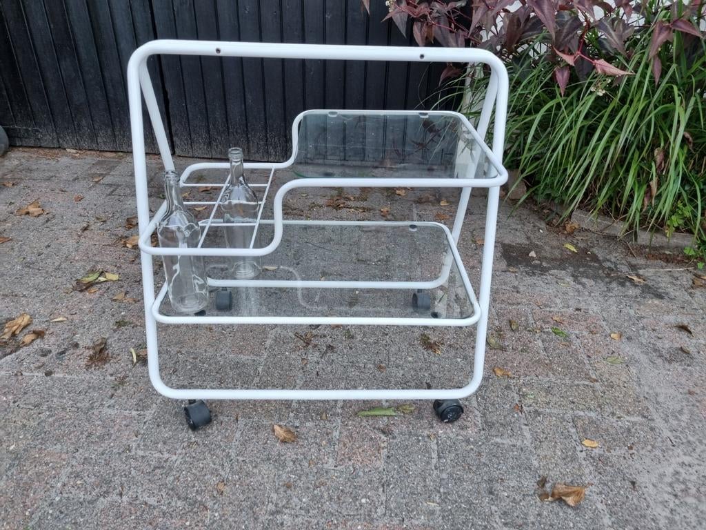 vintage jaren 80 space age barcart serveerwagen wijntafel, Ophalen, Gebruikt, Rechthoekig, Minder dan 55 cm