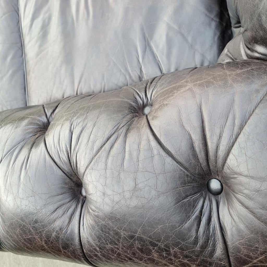 Chesterfield bank vintage black / zwart + GRATIS BEZORGD, Huis en Inrichting, Banken | Bankstellen, Gebruikt, Chesterfield, Leer