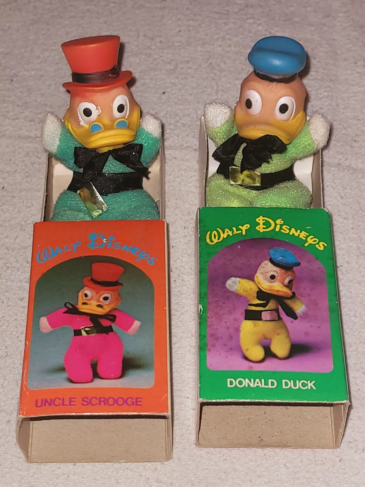 Match box Disney luciferpopjes Donald Duck + Uncle Scrooge, Verzenden, Donald Duck, Zo goed als nieuw, Beeldje of Figuurtje