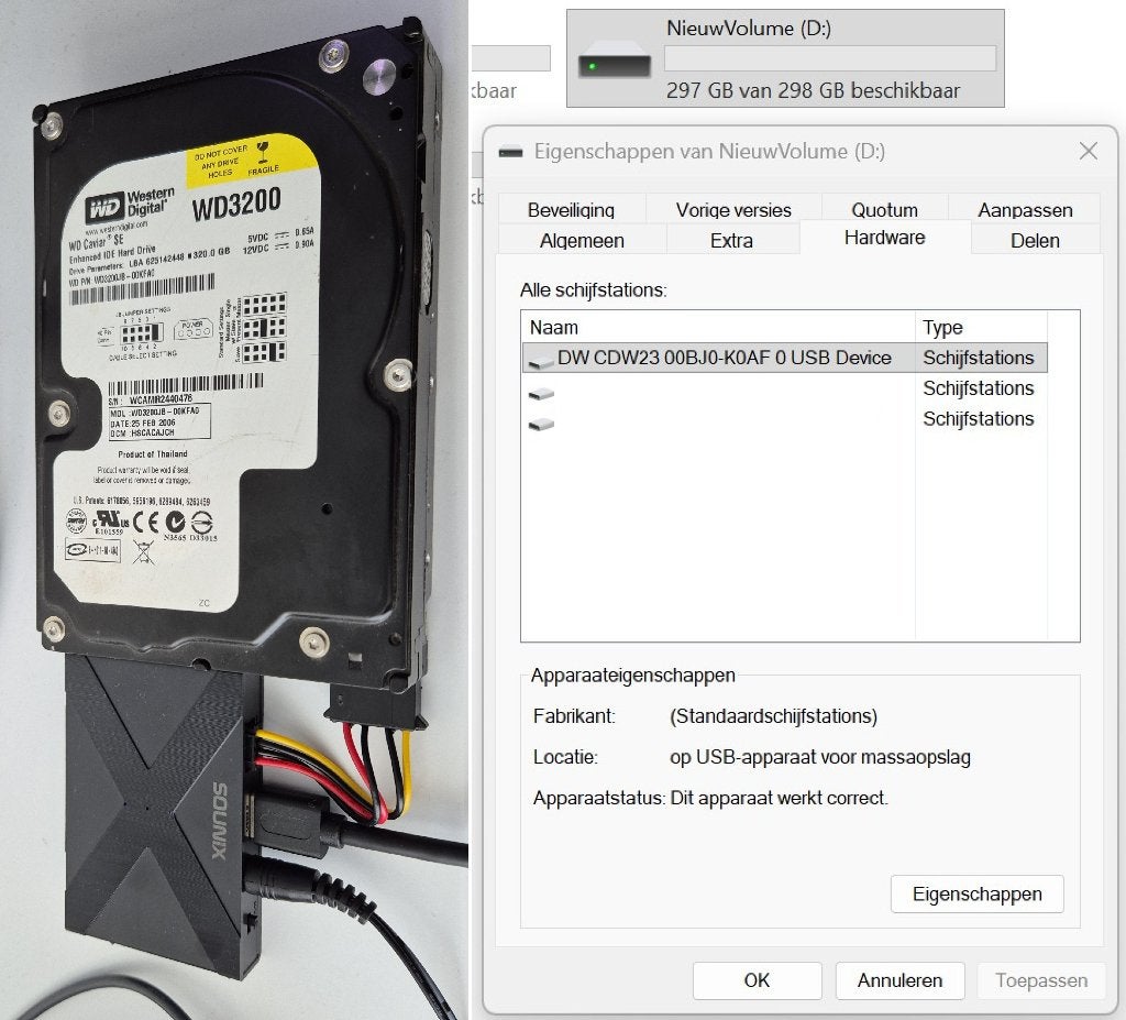 Western Digital Caviar SE 320 GB HDD – 3,5 inch IDE/PATA, Intern, Gebruikt, HDD, Desktop