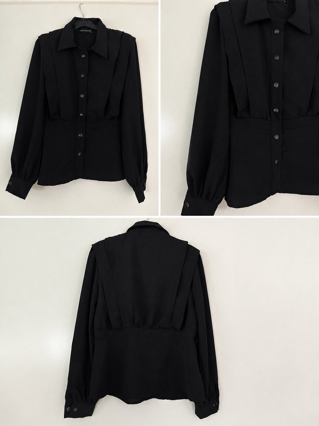Loft Manner Zwarte blouse met lange mouwen en knoopsluiting, Ophalen of Verzenden, Zo goed als nieuw, Maat 36 (S), Zwart