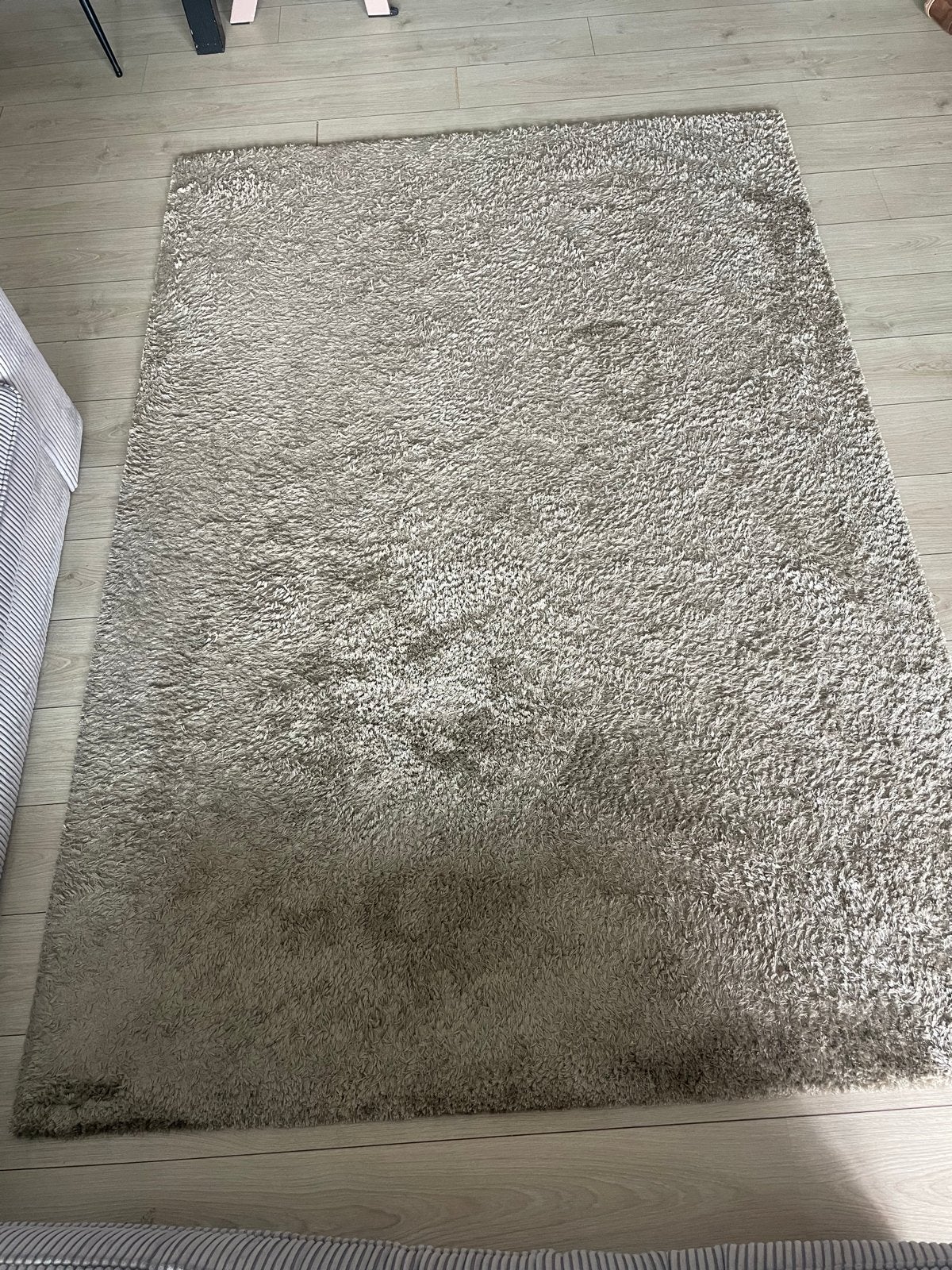 Beige Middelpolig tapijt met lichte gouden glans, Ophalen, Gebruikt, 100 tot 150 cm, 150 tot 200 cm