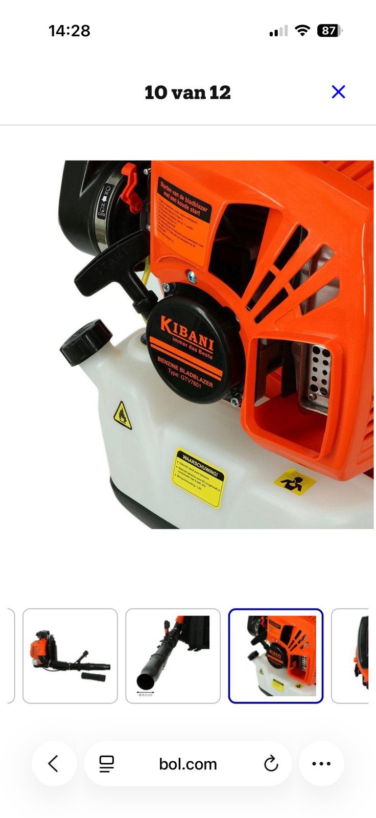 Te Koop. Nieuwe Kibani  benzine bladblazer, Tuin en Terras, Ophalen of Verzenden, Nieuw, Benzine, Ruggedragen