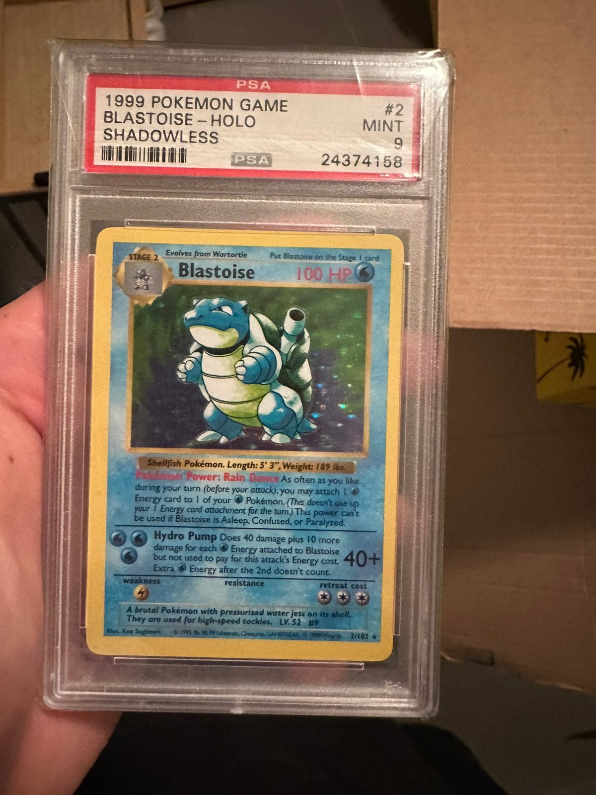 Blastoise psa9 shadowless, Ophalen of Verzenden, Zo goed als nieuw
