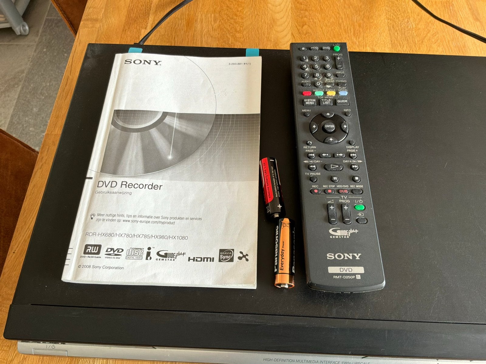 Sony RDR-HX980 DVD Recorder met afstandsbed.en handleiding, Ophalen, Gebruikt, Met harddisk, Dvd-recorder