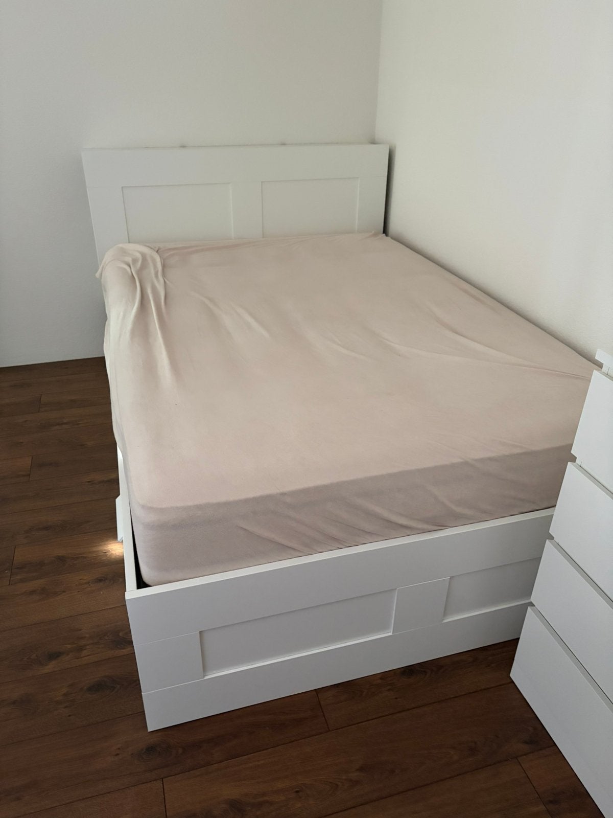 Ikea Brimnes bedframe met opberger, Ophalen, Wit, Tweepersoons, 140 cm