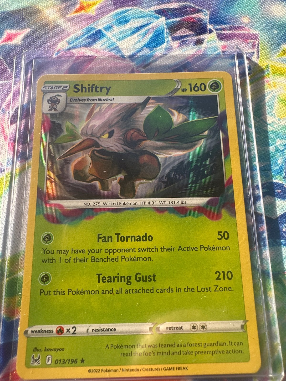 Shiftry 013/196 Lost Origin Pokémon Kaart, Ophalen of Verzenden, Zo goed als nieuw, Losse kaart