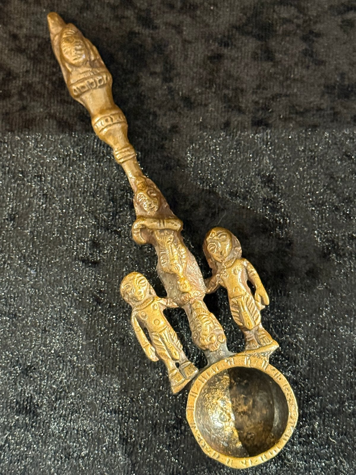 Antieke Bronzen Lepel met Hindoeïstische Godenfiguren, Ophalen of Verzenden