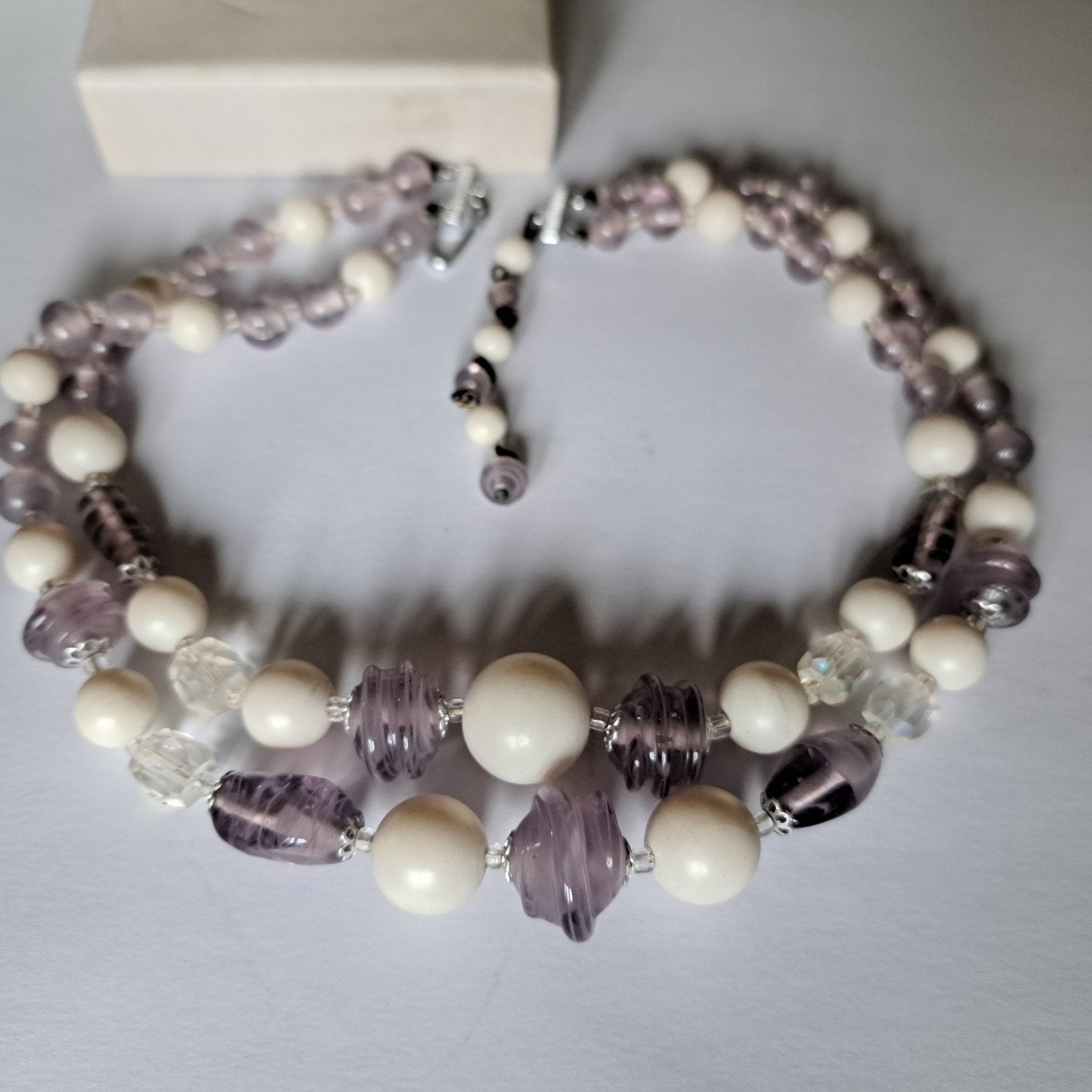 Oude glas kralen ketting dubbele rij, Sieraden, Tassen en Uiterlijk, Verzenden, Overige materialen, Ketting