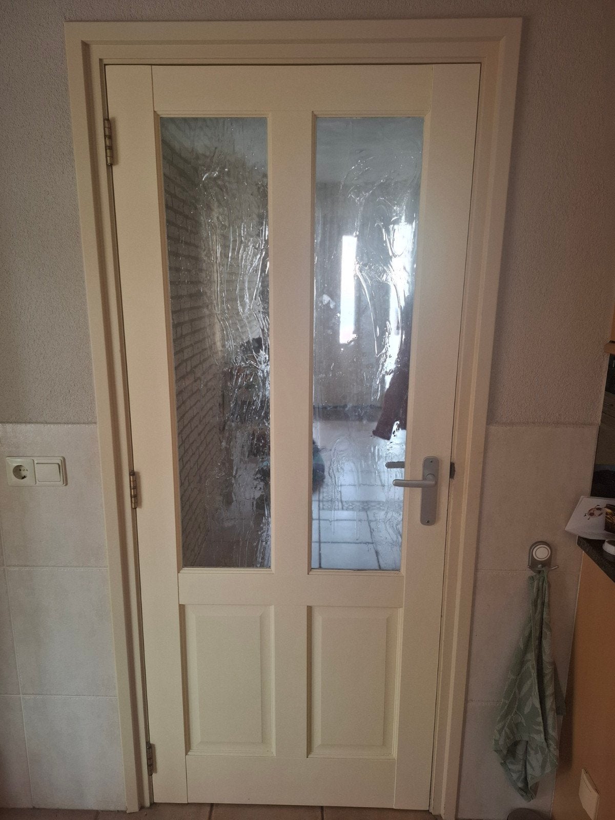 Crèmekleurige binnendeuren met glaspanelen (3 stuks), Doe-het-zelf en Verbouw, Deuren en Horren, Ophalen, Gebruikt, 80 tot 100 cm