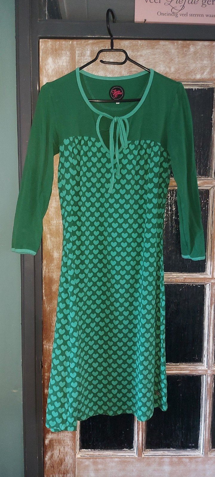 Tante Betsy jurk maat M - Groen met hartjes, Kleding | Dames, Maat 38/40 (M), Tante Betsy, Ophalen of Verzenden, Gedragen