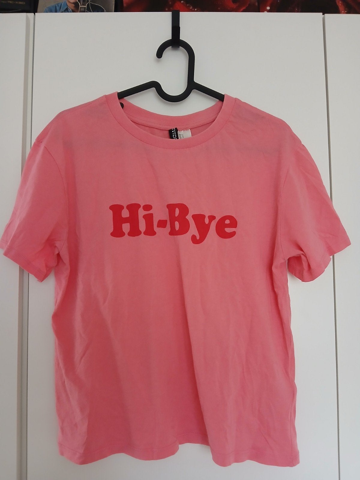 Roze T-shirt met 'Hi-Bye' opdruk, Maat S, Zeer goede staat, Kleding | Dames, H&M, Ophalen of Verzenden, Zo goed als nieuw, Korte mouw