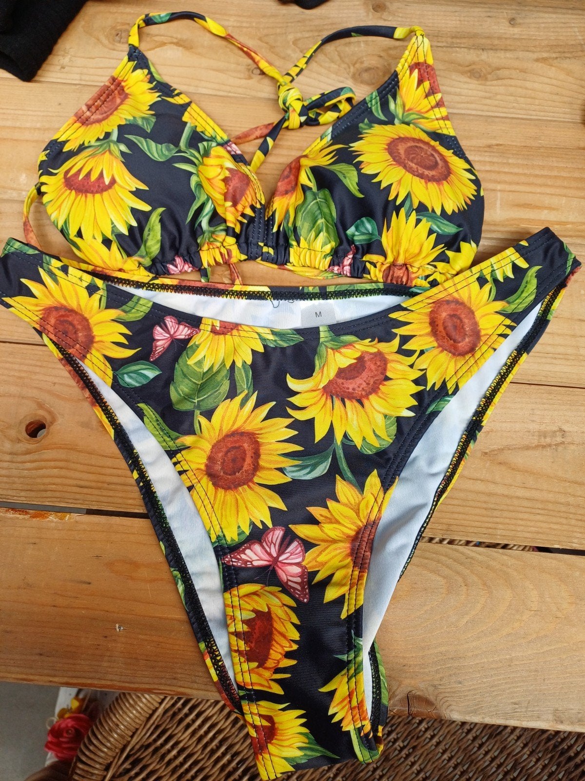 Zonnebloem Bikini - Zwart met Gele Bloemen, Ophalen of Verzenden, Nieuw, Zwart, Bikini