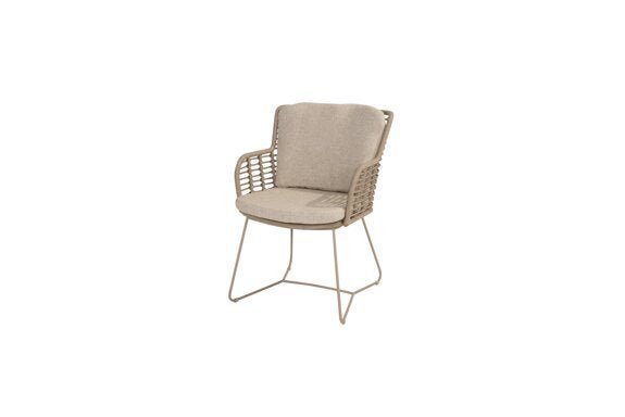 Fabrice dining stoelen latte + Prado barrel tafel 240 x 105, Niet ingevuld, Overige materialen, 6 zitplaatsen, Nieuw