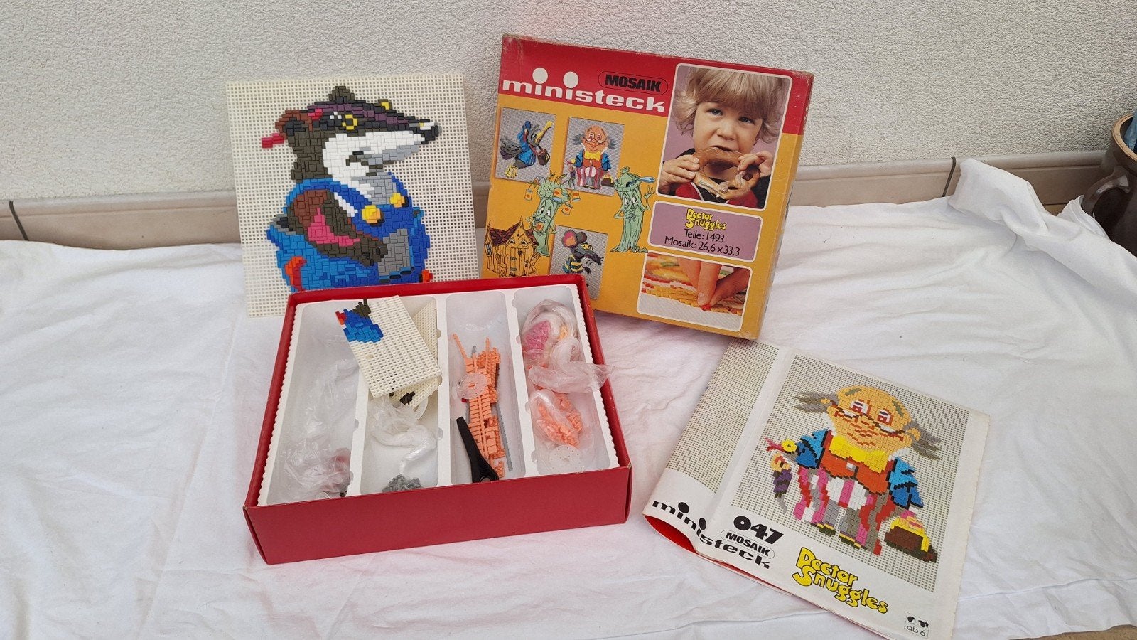 Vintage Ministeck Doctor Snuggles Mozaïek Set, Ophalen of Verzenden, Gebruikt, Box-set