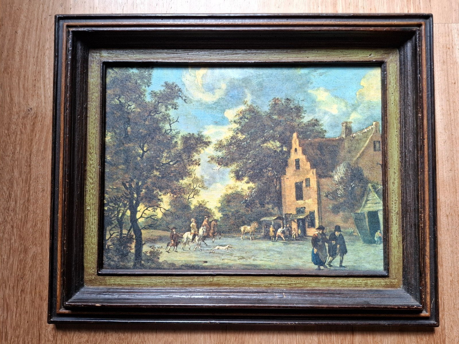Klassieke kunstdruk in baroklijst - Salomon van Ruysdael, Antiek en Kunst, Ophalen of Verzenden