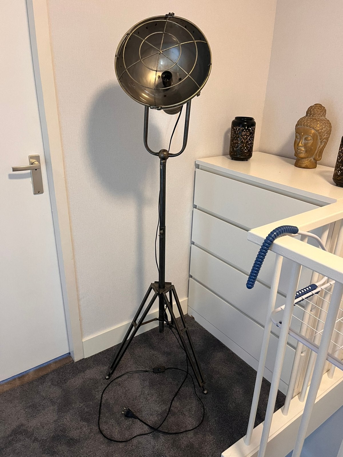 Mooie, metalen industriële vloerlamp, Ophalen, E27 (groot), Zo goed als nieuw, Metaal