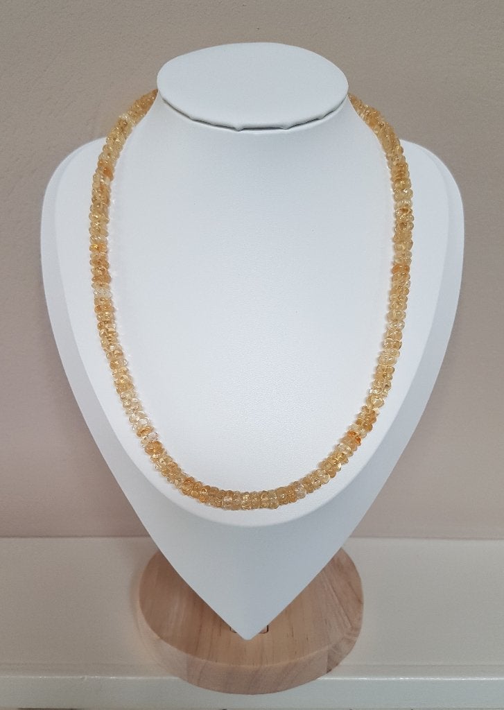 Citrien Ketting van handgeslepen Pompoen Kralen 18K verguld, Sieraden, Tassen en Uiterlijk, Kettingen, Verzenden, Geel, Nieuw