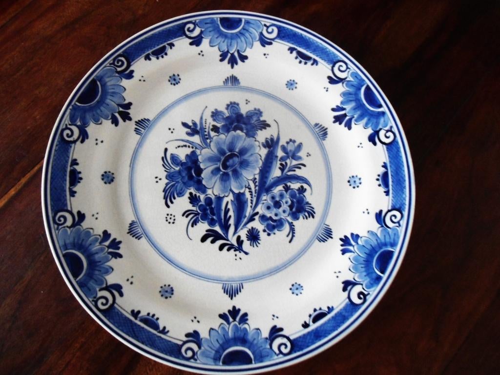 Onbeschadigd delfts blauw wandbord, doorsnede 25 cm., Antiek en Kunst, Antiek | Wandborden en Tegels, Ophalen