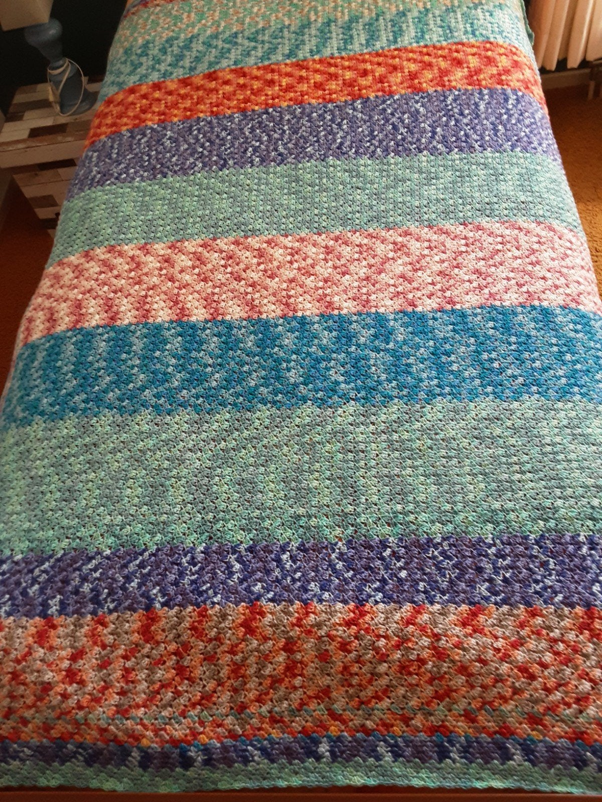 1persoons zelf gehaakt  sprei. NIEUW., Ophalen of Verzenden, Nieuw, Haken, Wol of Garen