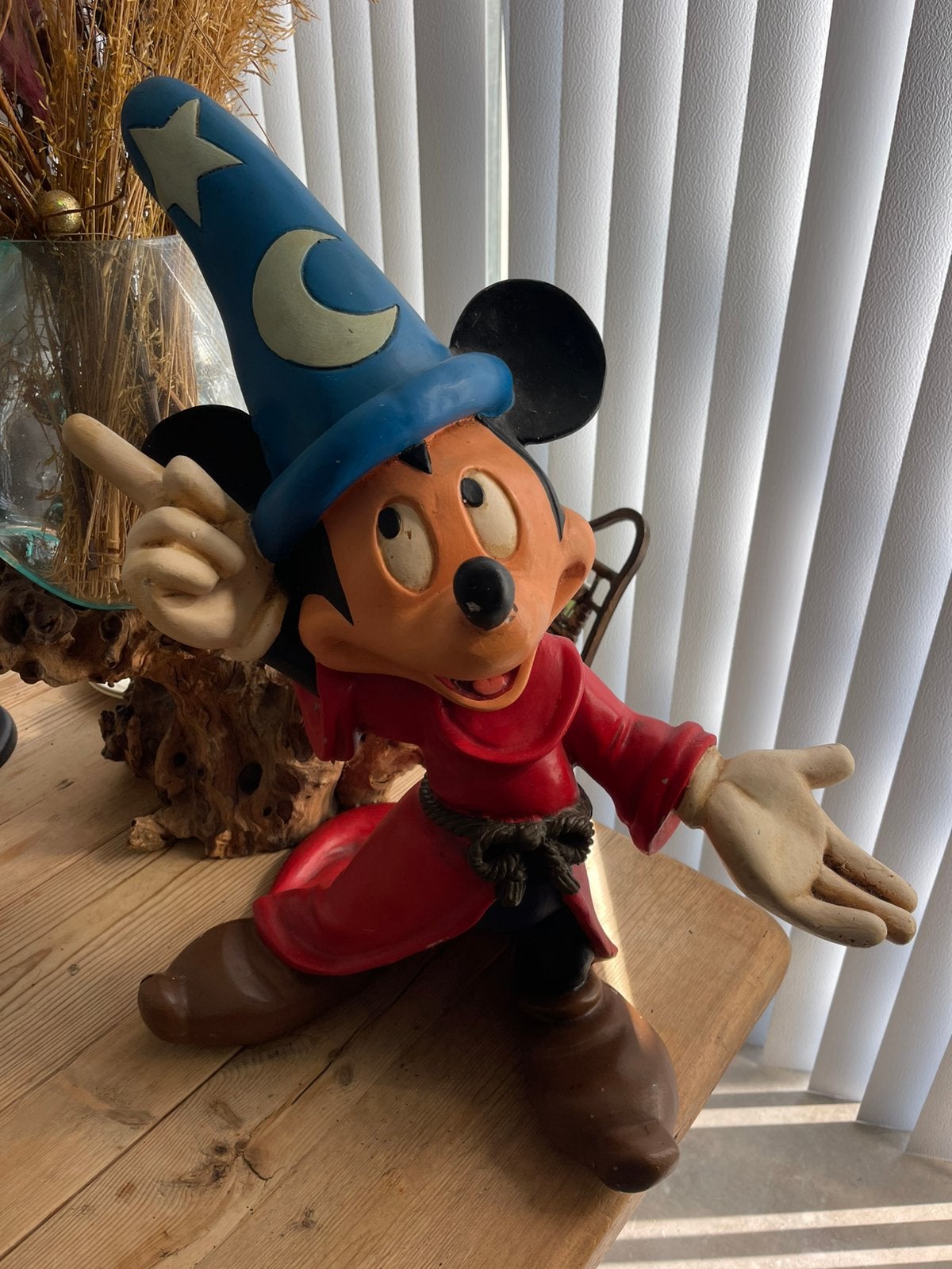 Groot vintage mickey mouse beeld de tovenaar, Ophalen, Mickey Mouse, Gebruikt, Beeldje of Figuurtje