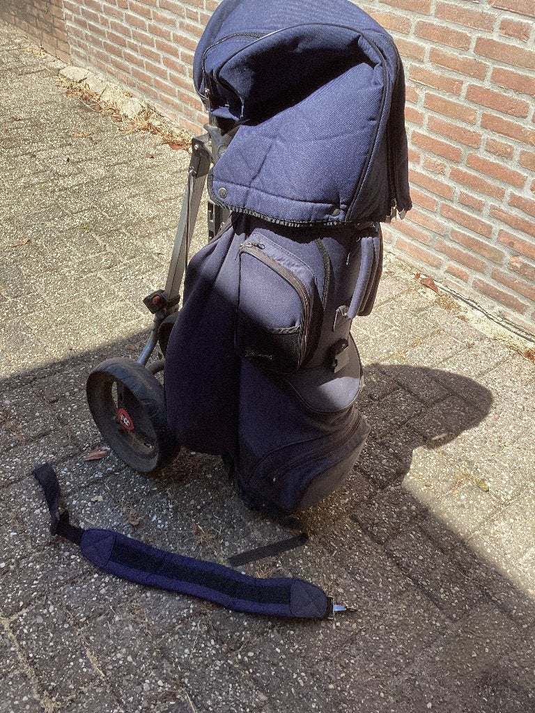 Golftrolley 3 wiels met 14 vaks golftas, Ophalen, Gebruikt, Golfkar, Overige merken