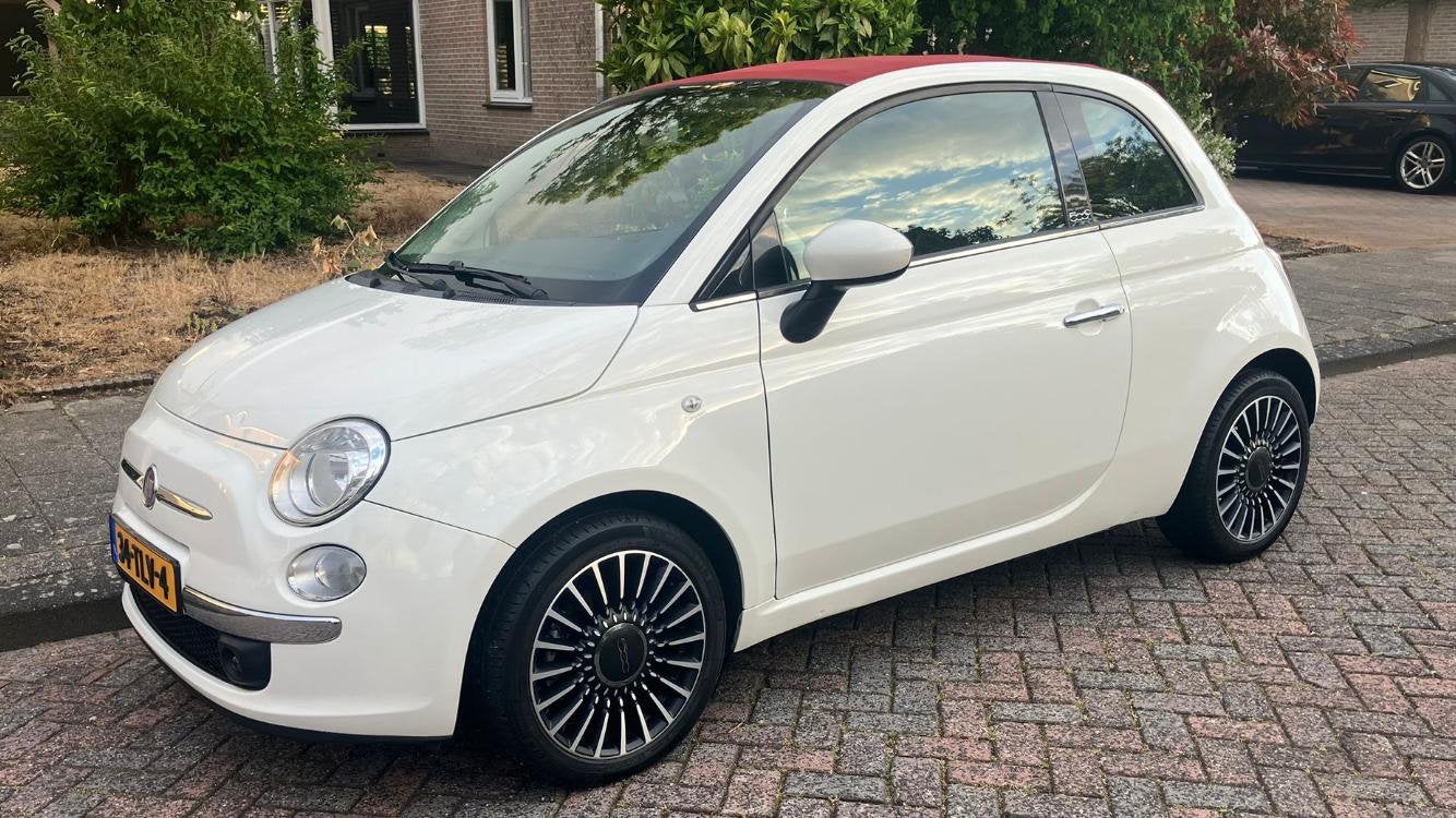 Fiat 500c 0.9 Twinair 2011 Wit /leder/abarth stuur, Auto's, Cabriolet, Wit, Leder, 24 km/l