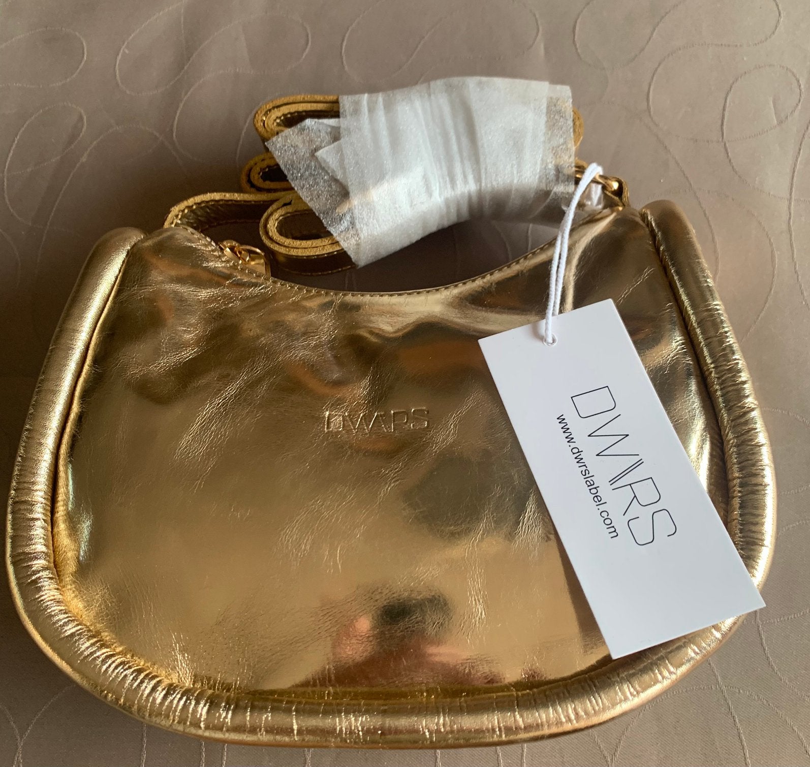 Gouden DWARS dames tasje, Sieraden, Tassen en Uiterlijk, Ophalen, Zo goed als nieuw, Goud