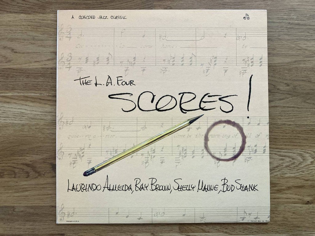 LA4 / The L.A. Four Scores!, Cd's en Dvd's, Vinyl | Jazz en Blues, 1980 tot heden, Overige formaten, Ophalen of Verzenden, Zo goed als nieuw
