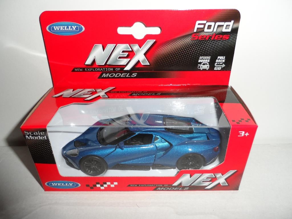 Welly - 2017 Ford GT (blauw) 1:36, Ophalen of Verzenden, Nieuw, Auto