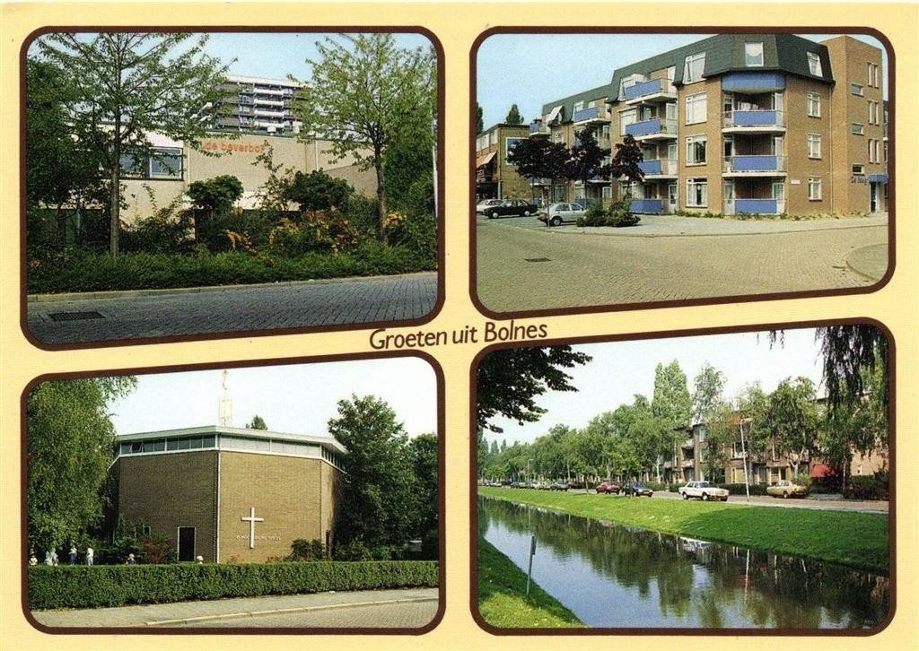 Groeten uit Bolnes - 4 afb dorp - ongelopen, Ophalen of Verzenden, 1960 tot 1980, Ongelopen, Noord-Brabant