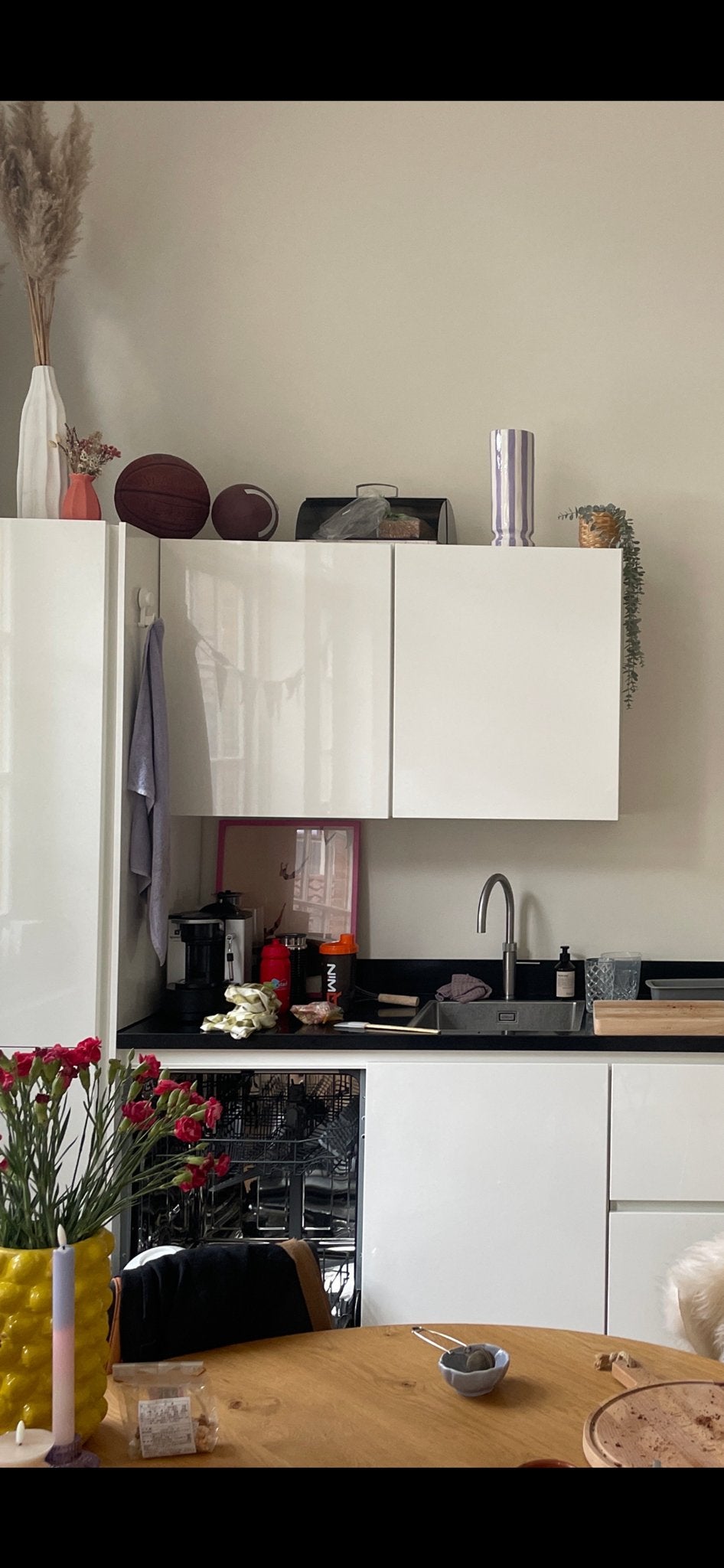 2x Witte hoogglans hang keukenkastjes, Huis en Inrichting, Keuken | Keukenelementen, Ophalen, Gebruikt, Wit, 50 tot 100 cm