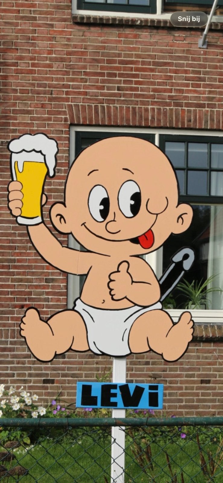 Te huur:  Uniek XL geboortebord / ooievaar. Baby met 🍺, Ophalen