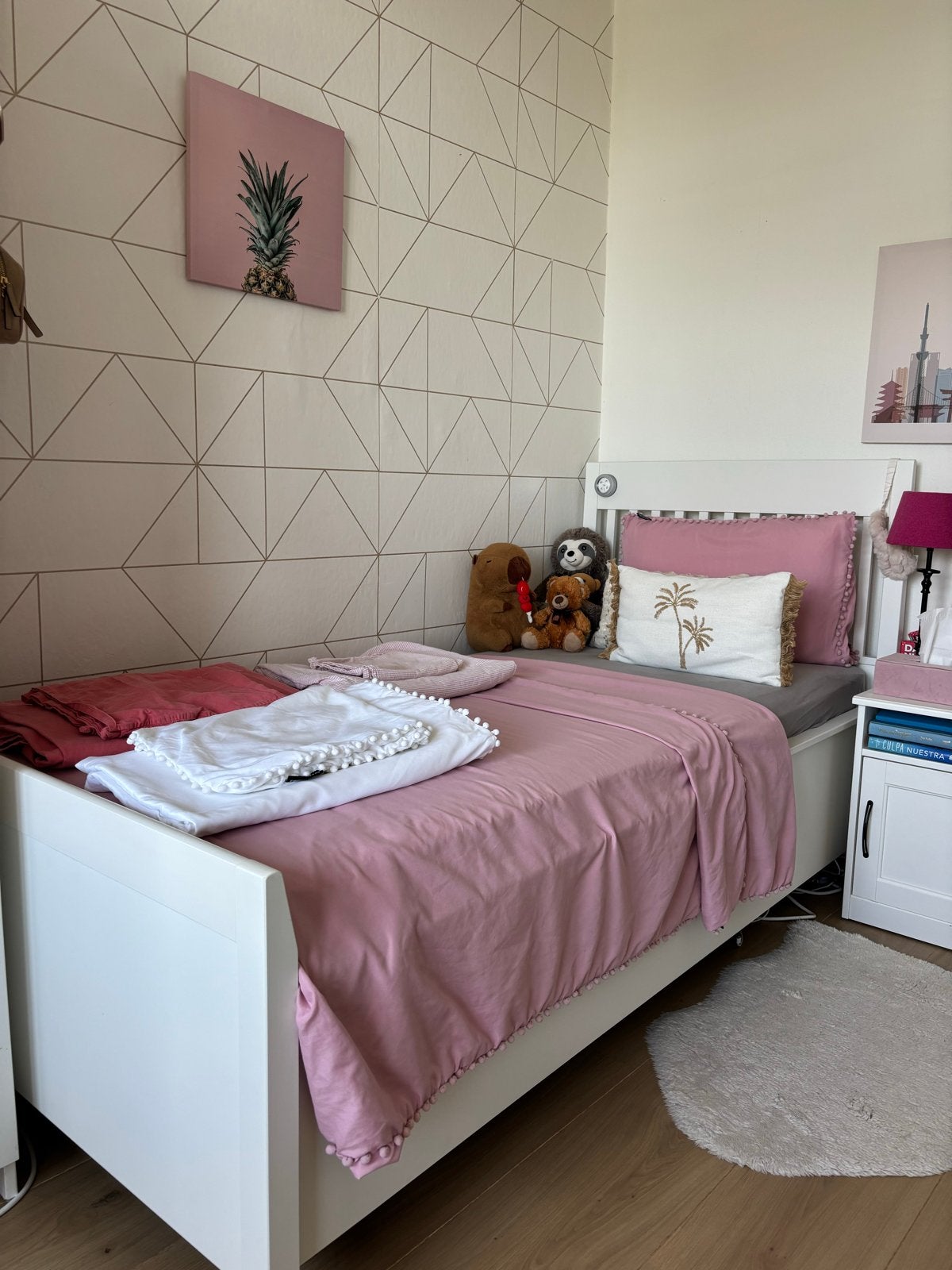 Eenpersoonsbed (90x200 cm) met matras en beddengoed, Ophalen, Gebruikt, 90 cm, Eenpersoons