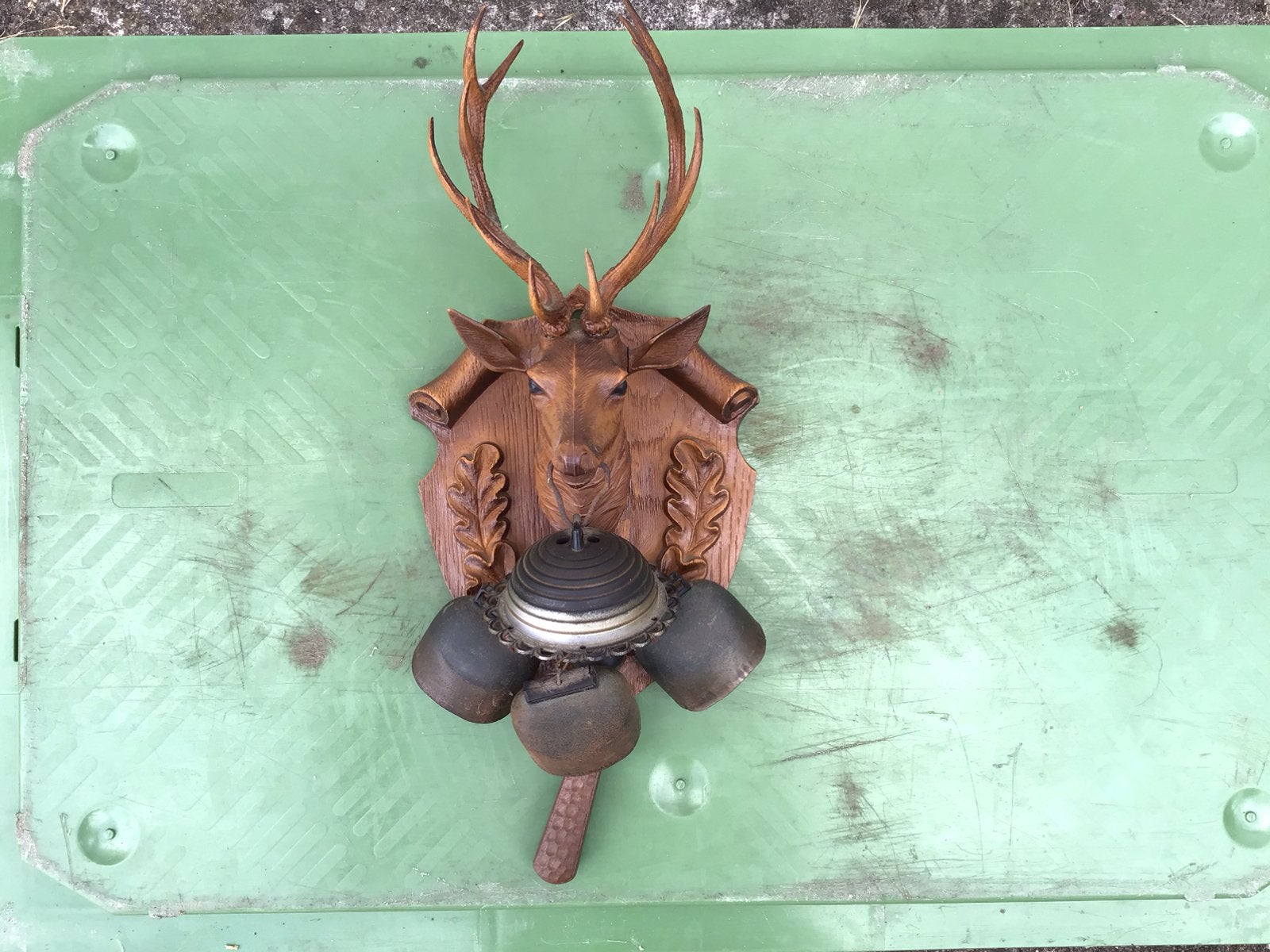 Brocante kunststof hertje met bellen,vintage plastic hertje, Ophalen of Verzenden, Gebruikt
