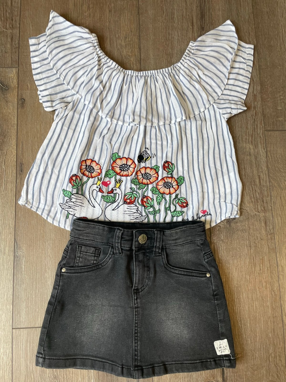 Shoeby top en demin rokjes 110-116, Ophalen of Verzenden, Zo goed als nieuw, Meisje, Jurk of Rok