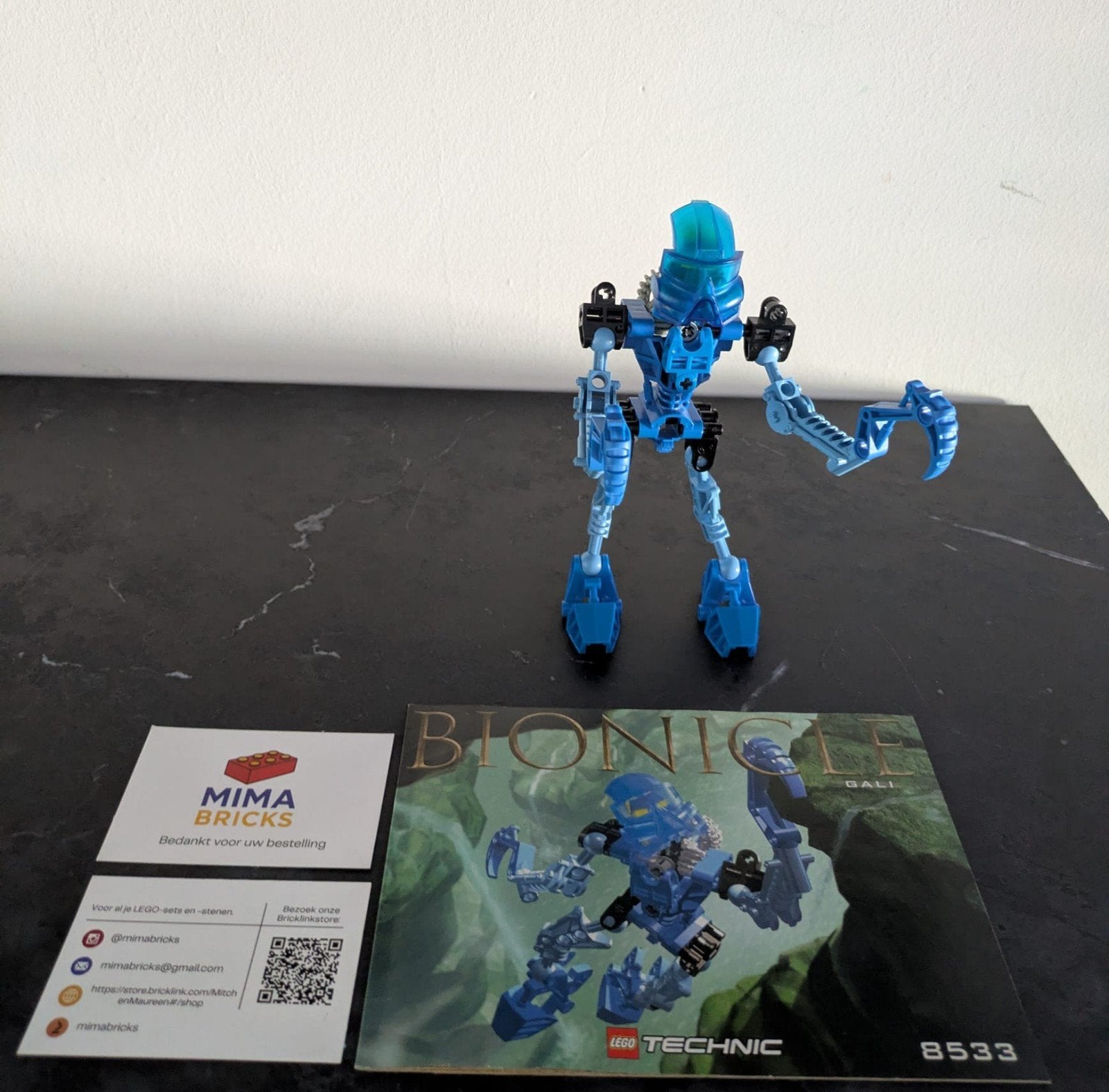 Lego Bionicle Gali 8533 - Compleet met instructies, Bionicle, Lego, Ophalen of Verzenden, Zo goed als nieuw