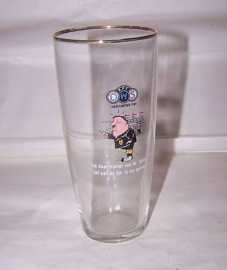 Vintage bierglas DWS landskampioen 1964. Zeldzaam/nieuwst., Ophalen of Verzenden, Zo goed als nieuw, Bierglas