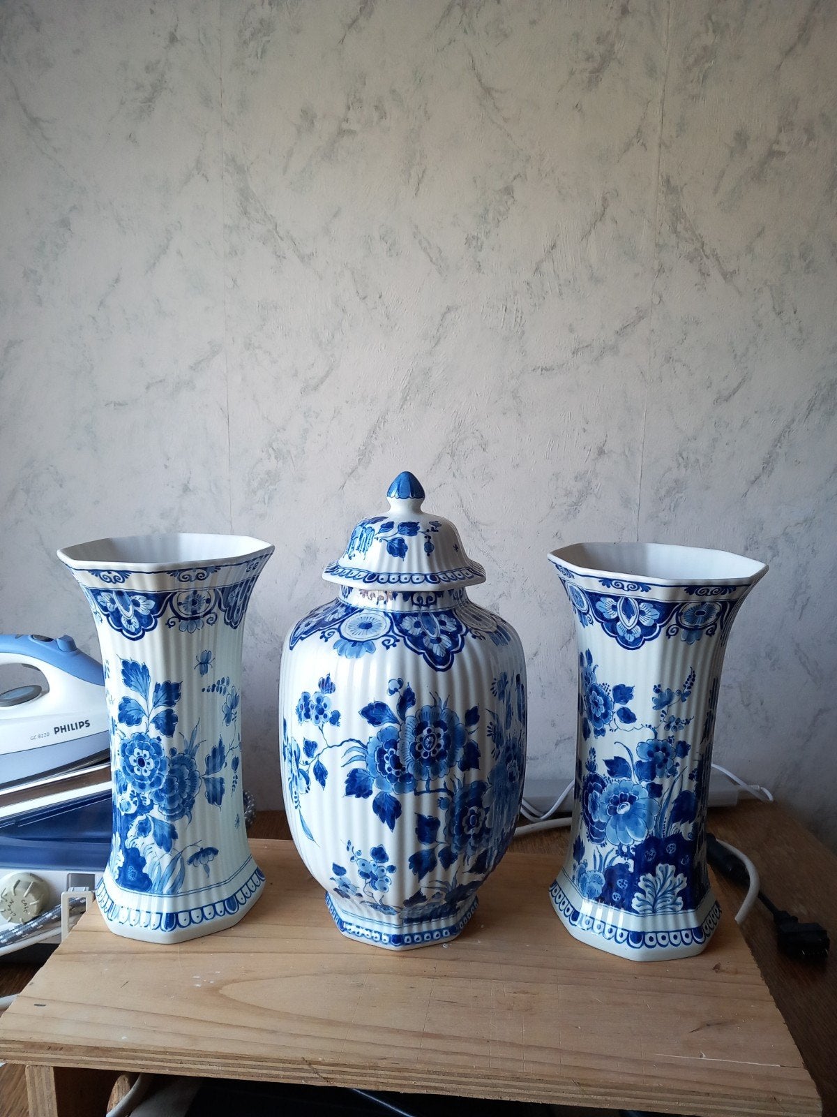 Prachtige Delfts Blauwe Vazen en Gemberpot - Set van 3, Antiek en Kunst, Ophalen of Verzenden