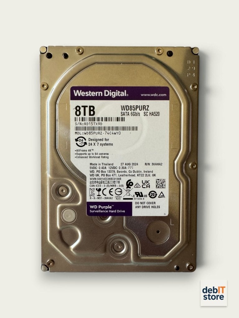 WD Purple 8tb NAS - NVR HDD - WD85PURZ, 8tb, Info@debitstore.nl, Zo goed als nieuw, Western Digital