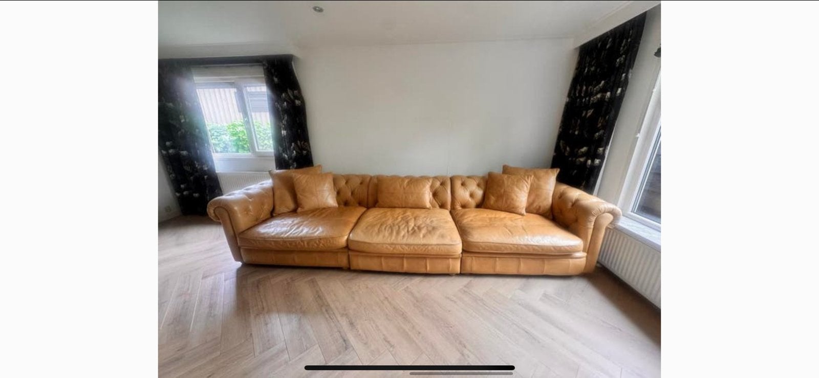 Leren Chesterfield bank - leder bank cognac capiton bankstel, Ophalen of Verzenden