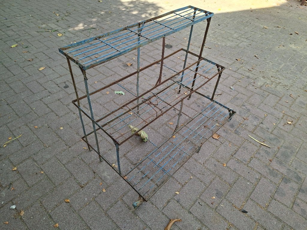 etagère  gebruikte bloemenstandaard   100 cm breed, Ophalen, Gebruikt, Metaal
